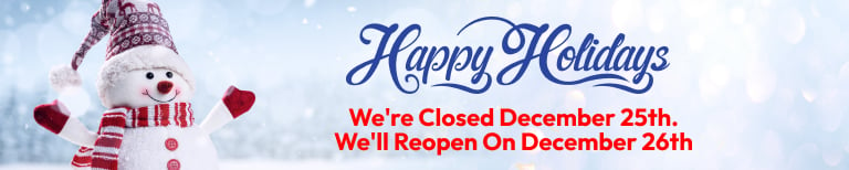 Christmas Banner | We are closed December 25th. We will be open December 26th.